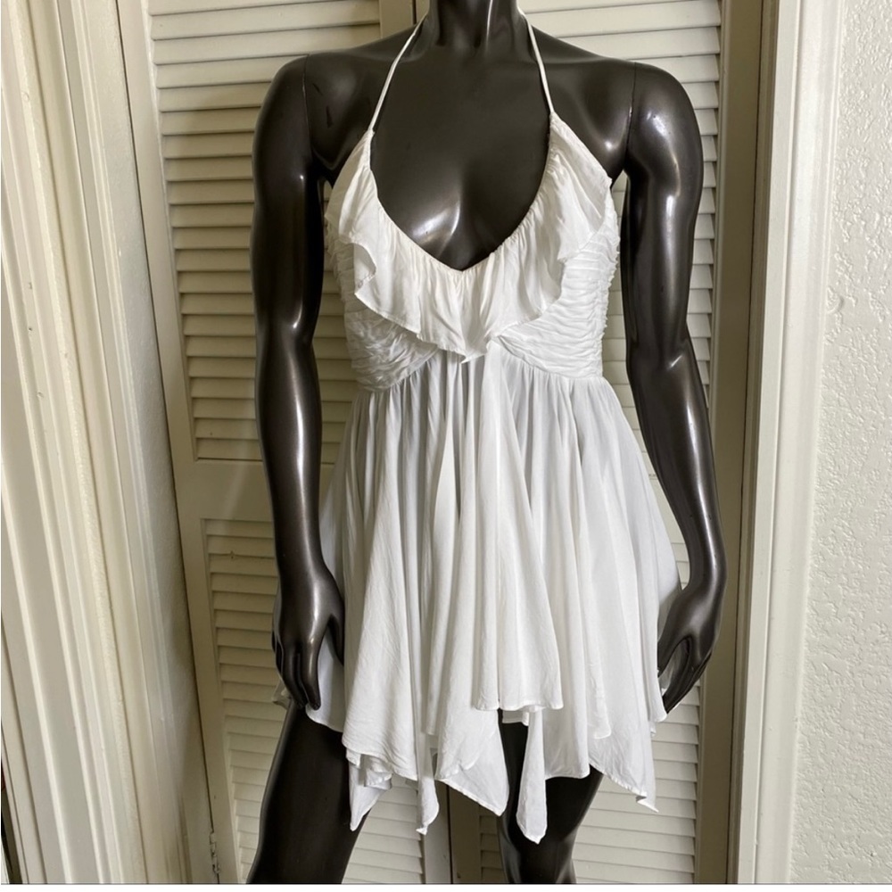 White Halter Neck Mini Dress